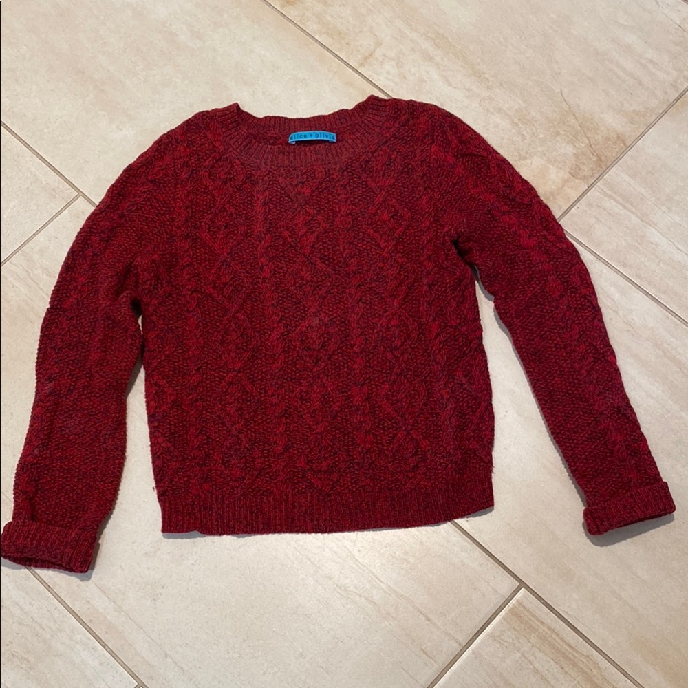 Alice + Olivia Red Crew Neck Sweater